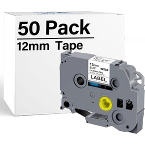 WEEMAY 6 Pack Label Maker Tape Compatible for Brother Label Maker Tape 12mm 0.47 White Laminated TZe Labelling Tape Cassette for PTouch Cube PTD220 PTD600 PTD410 PTH110BP PTD610BT Printer, 26.2 Feet in Kuwait