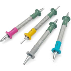 SENROG 2-Pieces Spring Nail Set, Hammerless Spring Tools Nail Set, 4 Sizes Dual Heads Spring Nail Set 1/32", 1/16" Spring Loaded Nail Set, 3/32", 1/8" Spring Nail Punch-2 Pcs(Spring Nail Punches)