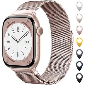 OULUOQI Stainless Steel Mesh Loop Compatible with Apple Watch Band 38mm 40mm 41mm 42mm 44mm 45mm 46mm 49mm Women Men, Magnetic Clasp Replacement Strap for iwatch Series Ultra SE 10 9 8 7 6 5 4 3 2 1
