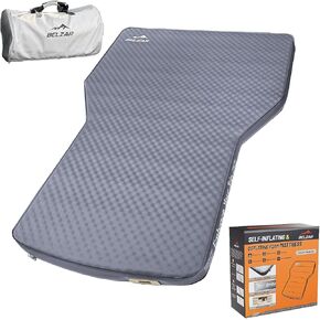 BELZAR Tesla Model Y Mattress with Built-in Cordless Pump, 4" Thick Full Size Memory Foam, Self Inflating Sleeping Pad for Camping, SUV and Home Use