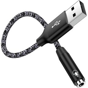 USB to 3.5mm Audio Adapter, AUX to USB Headphone Adapter, USB to Headset Jack Adapter for PC, Laptop, Speaker, PS5, Car Audio, USB Type A Port to Aux 3.5 mm Adoptor Stereo Converter Male to Female