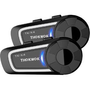 TK-X4SC Motorcycle Bluetooth Headset, 6 Riders 2000m Helmet Intercom with Music Share/Top-Tier Noise Reduction/LCD Screen/HiFi Stereo Sound,Universal Communication System Headphones(2 Pack)
