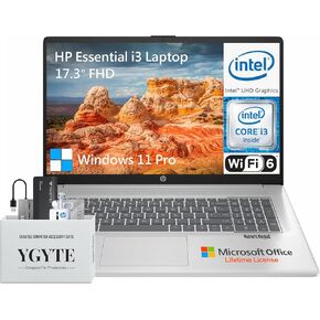 HP 17 Inch Laptop, Intel i3-1205G1, 32GB RAM, 1TB SSD, Windows 11 Pro, FHD Display, Full-Size Keyboard, Camera, USB-C, HDMI