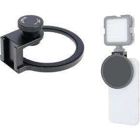 FOTGA Clip-on 67mm Thread Lens Filter Adapter for iPhone 14 15 16 Pro Max Smartphone Cell Phone,Cold Shoe Mount for Micrphone/LED Light,Anti-Slip/Anti-Scratch Lock Knob (Filter Adapter+67mm CPL)