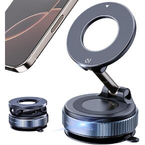 Swivel Locking Vacuum Suction Car Phone Holder for Magsafe, 360° Adjustable Magnetic Suction Cup Phone Mount, Cell Phone Holders for Your Car for All Smartphones