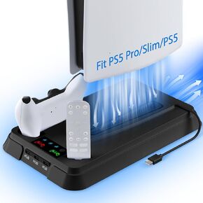 PS5 Cooling Station, PS5 Pro Stand for PS5 Pro/Slim/PS5, Upgraded for PS5 Pro Vertical Stand, 3-Level Cooler & 3HUBS with Dual Charging Dock for PS5 Controller, Headset Holder for PlayStation 5 in Saudi Arabia