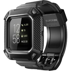 SUPCASE Unicorn Beetle Pro Watch Bands for Fitbit Versa 2, Protective Replacement Wristband Case Band for Fitbit Versa 2 (Black)
