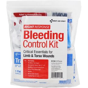 First Aid Only 91134 Critical Essentials Bleeding Control Kit for Limb & Torso Wounds, 8 Pieces