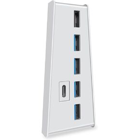TNP PS5 USB Hub 3.1, Extension USB Type C 3.1 High-Speed Transmission Extender (Black) with 4 USB + 1 USB Charging Port + 1 USB C Port Converter Splitter for PlayStation 5 Dualsense