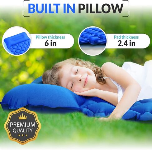 وسادة نوم للأطفال للتخييم والنوم مع وسادة ، مرتبة تخييم قابلة للنفخ لحقائب الظهر والسفر ، حصيرة سميد سميك ، وسادات النوم للتخييم السريعة للأطفال in Kuwait
