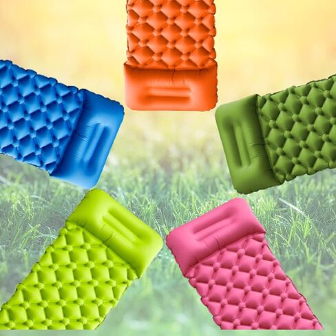 Kids Sleeping Pad for Camping and Sleepovers with Pillow, Inflatable Camping Mattress for Backpacking & Travel, Thick Toddler Cot Mat, Fast Inflating Camping Sleeping Pads for Kids in Kuwait
