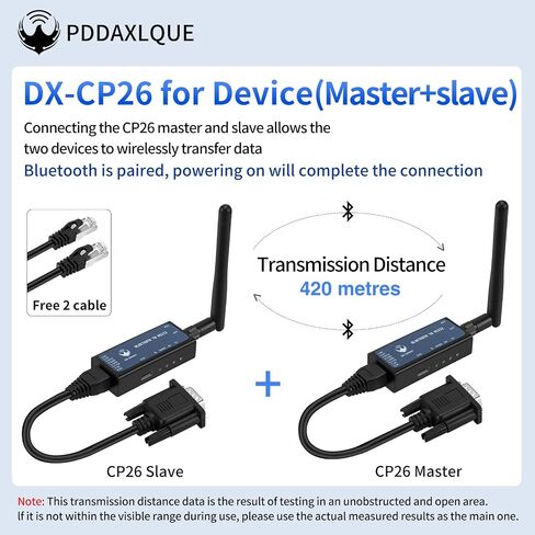 DX-CP26 RS232 إلى محول محول تسلسلي لاسلكي يعمل بالبلوتوث يدعم iOS Android Windows يدعم واجهة DB9 RJ45 بطارية ليثيوم مدمجة قابلة لإعادة الشحن (CP26 للكمبيوتر الشخصي) in Saudi Arabia