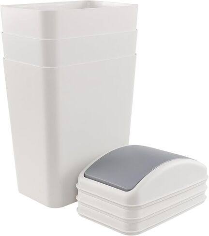 Vababa 1 Pack 3 Gallon Plastic Swing Top Trash Can, Gray Slim Garbage Bin, F in Saudi Arabia