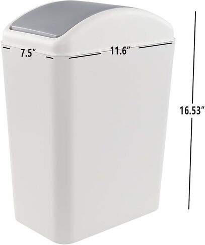 Vababa 1 Pack 3 Gallon Plastic Swing Top Trash Can, Gray Slim Garbage Bin, F in Saudi Arabia