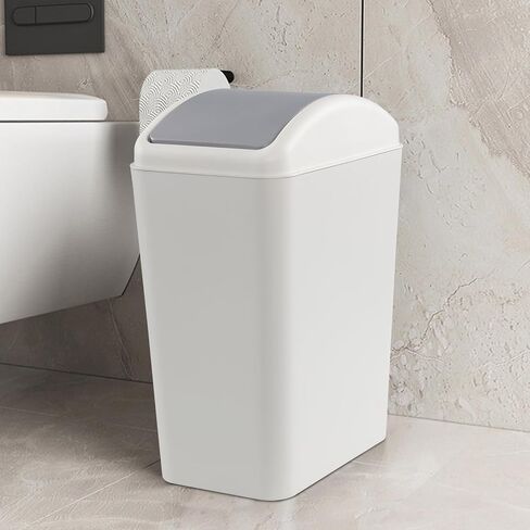Vababa 1 Pack 3 Gallon Plastic Swing Top Trash Can, Gray Slim Garbage Bin, F in Saudi Arabia