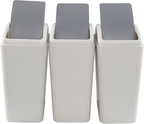 Vababa 1 Pack 3 Gallon Plastic Swing Top Trash Can, Gray Slim Garbage Bin, F in Saudi Arabia