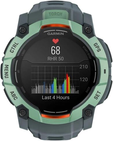 Garmin Instinct® 3 45mm ، شاشة مشحونة بالطاقة الشمسية ، ساعة GPS الذكية في الهواء الطلق الوعرة ، إطار مقوى بالمعادن ، مصباح يدوي مدمج ، أسود in Kuwait