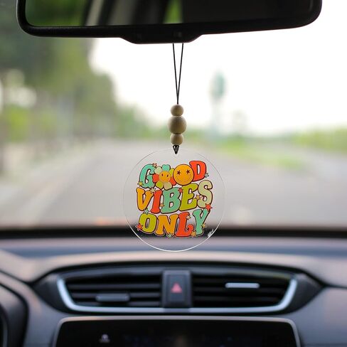 Talataca Believe 2D Flat Christmas Ornament & Wood Beads, Christmas Quotes Pine Tree Decor, Hanging House Charm Eve Keepsake, Car Rear View Mirror Accessories, Xmas Gifts in Saudi Arabia