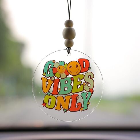 Talataca Believe 2D Flat Christmas Ornament & Wood Beads, Christmas Quotes Pine Tree Decor, Hanging House Charm Eve Keepsake, Car Rear View Mirror Accessories, Xmas Gifts in Saudi Arabia