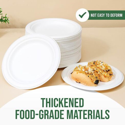 Dessert Plates, 100 Pack Small Paper Plates, Paper Plates 6 Inch – 100% Compostable Plates, Water & Oil Proof Disposable Plates, Microwavable Perfect Paper Plate For Party - White in Saudi Arabia