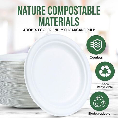 Dessert Plates, 100 Pack Small Paper Plates, Paper Plates 6 Inch – 100% Compostable Plates, Water & Oil Proof Disposable Plates, Microwavable Perfect Paper Plate For Party - White in Saudi Arabia