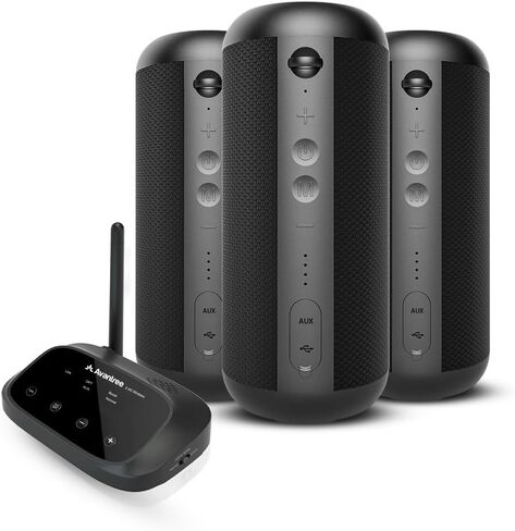 Avantree Harmony 2 - [Bluetooth Version] Advanced Multi-Room Wireless Stereo Speakers System with Bluetooth & Wired Input Options - Each Speaker Doubles as Independent Portable Bluetooth Speaker in Saudi Arabia