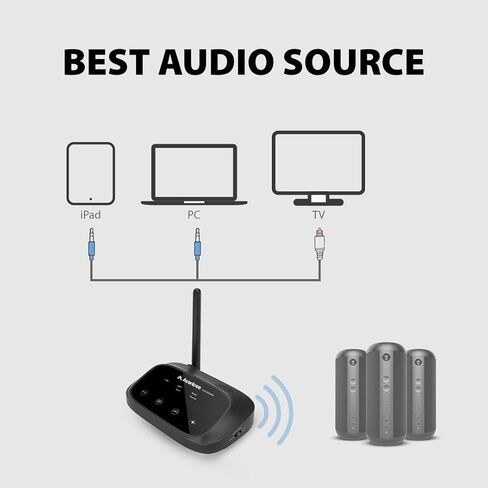 Avantree Harmony 2 - [Bluetooth Version] Advanced Multi-Room Wireless Stereo Speakers System with Bluetooth & Wired Input Options - Each Speaker Doubles as Independent Portable Bluetooth Speaker in Saudi Arabia