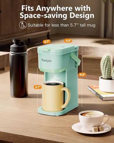 Single Serve One Cup Coffee Maker, for K Cups and Grounds, Mini Coffee Maker with Portable Handle, 6 to 12 Oz Brew Size, for Travel, Camping, Office, RV and Dorm, White and Brown in Kuwait