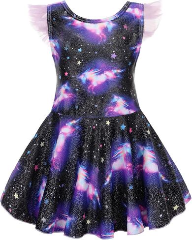 Girl One Piece Swimsuit with Short Modest Beach Swim Dress Printed Skirted Bathing Suit in Kuwait