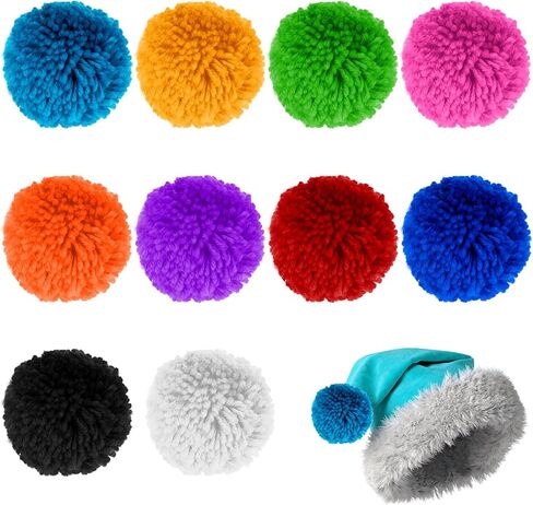 10Pcs Large Pom Poms for Crafts, 3 Inch Made to Order Acrylic Yarn Pom Pom Balls for on Hats or Party Decorations, Colorful Pom Pom Balls, Luggage Pom Poms for Suitcases, DIY Keychain Craft Pompoms in Saudi Arabia