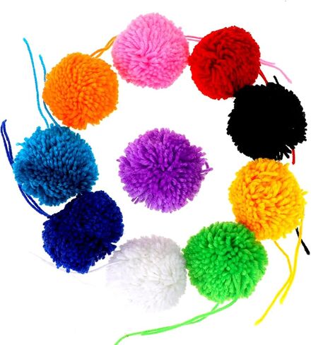 10Pcs Large Pom Poms for Crafts, 3 Inch Made to Order Acrylic Yarn Pom Pom Balls for on Hats or Party Decorations, Colorful Pom Pom Balls, Luggage Pom Poms for Suitcases, DIY Keychain Craft Pompoms in Saudi Arabia