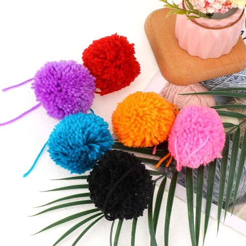 10Pcs Large Pom Poms for Crafts, 3 Inch Made to Order Acrylic Yarn Pom Pom Balls for on Hats or Party Decorations, Colorful Pom Pom Balls, Luggage Pom Poms for Suitcases, DIY Keychain Craft Pompoms in Saudi Arabia