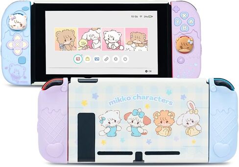 GeekShare Protective Case for Switch OLED,Slim Cover Case Compatible with Switch OLED Separable Soft Silicone Protective Shell for Joy Con with 2 Thumb Grip Caps - Mikko Sweet Thoughts in Kuwait