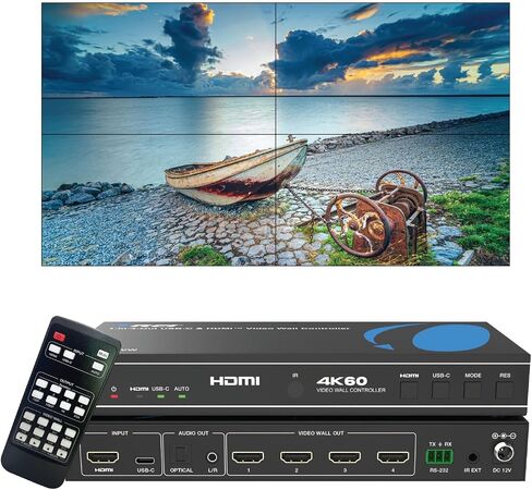 OREI 4K 3x3 HDMI Video Wall Controller Processor Display Upto 1080p Output - 2x2, 1x2, 1x4, 1x3, 2x3, 3x2, 2x4, 4x2 Supports 180 Degree Rotate RS-232 Audio Extraction (UHD-19VW) in Kuwait