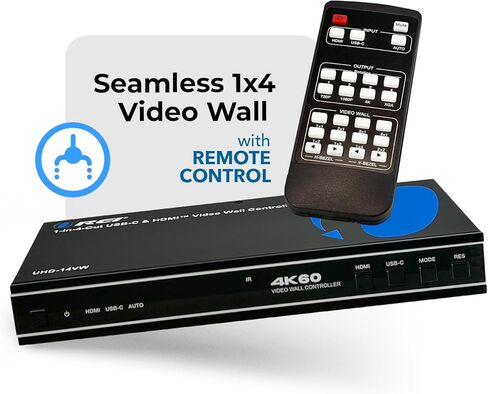 OREI 4K 3x3 HDMI Video Wall Controller Processor Display Upto 1080p Output - 2x2, 1x2, 1x4, 1x3, 2x3, 3x2, 2x4, 4x2 Supports 180 Degree Rotate RS-232 Audio Extraction (UHD-19VW) in Kuwait