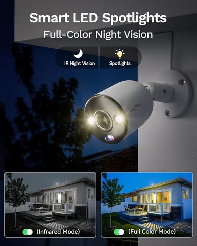 LongPlus Security Camera System, 4K-UHD 16CH NVR 8MP Wired Home Security System Outdoor Indoor, 8 PoE Dome Cameras, LED Spot Lights Color Night Vision, 132° FOV, 2-Way Audio, 24/7 Recording, 4TB HDD in Kuwait