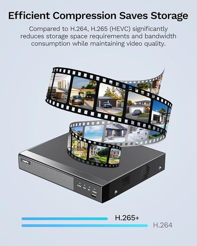 LongPlus Security Camera System, 4K-UHD 16CH NVR 8MP Wired Home Security System Outdoor Indoor, 8 PoE Dome Cameras, LED Spot Lights Color Night Vision, 132° FOV, 2-Way Audio, 24/7 Recording, 4TB HDD in Kuwait