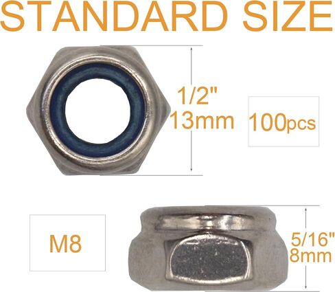 BinifiMux 200pcs M3-0.5mm 304 الفولاذ المقاوم للصدأ النايلون إدراج الذاتي قفل المكسرات الفضة in Kuwait