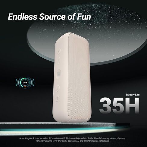 BOGASING G6 Bluetooth Speaker, Portable Wireless Speakers with 30W Punchy Sound, 35H Playtime, IPX6 Waterproof, Bluetooth 5.3, Built-in Mic, EQ, TF-Card, AUX, USB Stick for Outdoors Hiking (Beige) in Kuwait