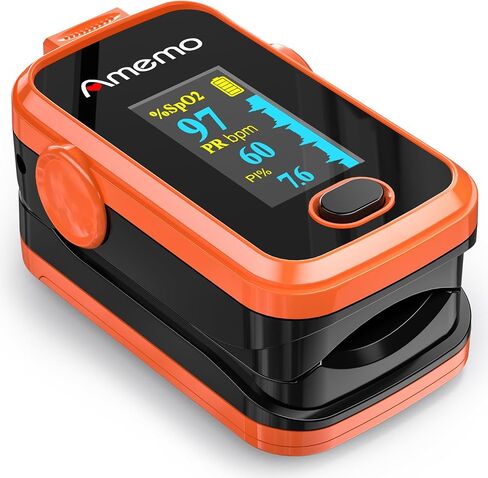 Pulse oximeter fingertip with Plethysmograph and Perfusion Index, Portable Blood Oxygen Saturation Monitor for Heart Rate and SpO2 Level, O2 Monitor Finger for Oxygen,Pulse Ox,Oximetro, (Black-White) in Kuwait