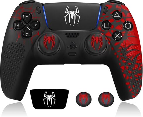 Anti-Slip Controller Skin for PS5 Controller, Accessories Compatible with PS5 Controller, Non-Slip Silicone Cover Case with Thumb Grip Gaps, Touch Pad Sticker and Cover Wrap Stickers 2 Pack in Kuwait
