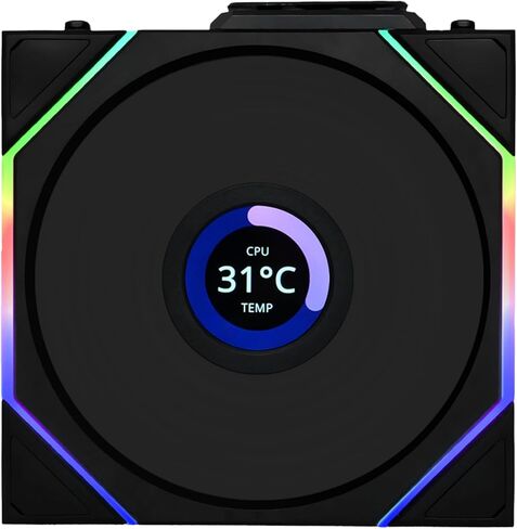 Lian Li UNI Fan TL LCD 120 Wireless - Triple Pack - 2.4 GHz Wireless Controller Included - Daisy Chain & Infinity Mirror Design - LCD Display - Controller Required - White (12TLLCD1W3W) in Kuwait