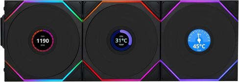 Lian Li UNI Fan TL LCD 120 Wireless - Triple Pack - 2.4 GHz Wireless Controller Included - Daisy Chain & Infinity Mirror Design - LCD Display - Controller Required - White (12TLLCD1W3W) in Kuwait