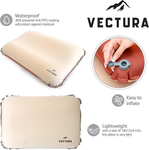 Self-Inflating Camping Pillow – Lightweight & Compact Backpacking Pillow for Hiking, Travel & Outdoor Use – Comfortable Inflatable Pillow for Sleeping – Size 46 x 30 cm in Saudi Arabia