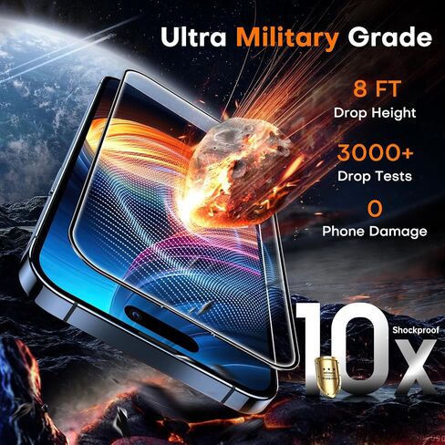 TOCOL for iPhone 12 Screen Protector [Military Grade Shatterproof] HD Tempered Glass for iPhone 12 Full Coverage Screen Protector, Anti-Fingerprint, Easy Installation, 2 Packs in Kuwait