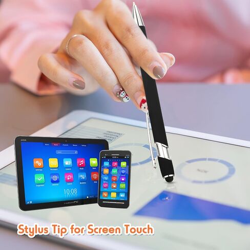 Yeaqee 100 Pieces Ballpoint Pen with Stylus Tip Click Metal Pen, 2 in 1 Black Ink Pens for Writing 1.0 mm Medium Point Stylus Pen for Touch Screen Tablet, Assorted Colors in Saudi Arabia