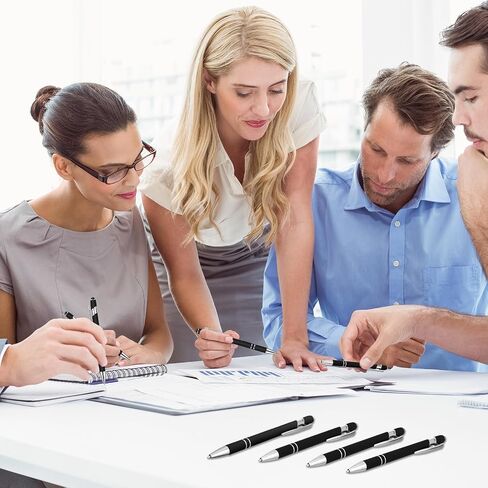 Yeaqee 100 Pieces Ballpoint Pen with Stylus Tip Click Metal Pen, 2 in 1 Black Ink Pens for Writing 1.0 mm Medium Point Stylus Pen for Touch Screen Tablet, Assorted Colors in Saudi Arabia