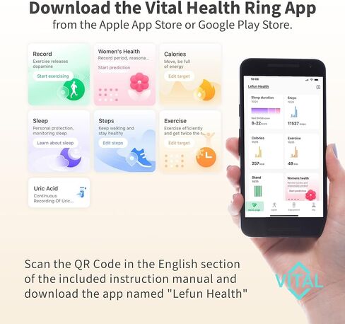 Vital Health Smart Ring for Women Charging Case Black Smart Ring for Men with Fitness Tracking, Sleep Monitor, Activity Tracking, App (Vital Health Ring Charging Case in Kuwait