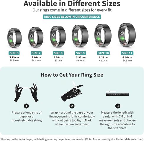 Vital Health Smart Ring for Women Charging Case Black Smart Ring for Men with Fitness Tracking, Sleep Monitor, Activity Tracking, App (Vital Health Ring Charging Case in Kuwait