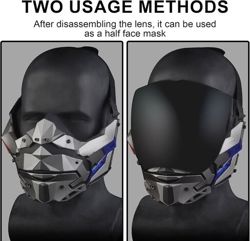 Punk Mask Cosplay for Men, LED Cyber mask Halloween Mask Cosplay Costume for Party Music Festival in Saudi Arabia